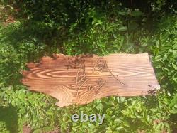 Texas Flag Wood Flag Handmade Patriotic Rustic Art Cypress Chainsaw Carving Art