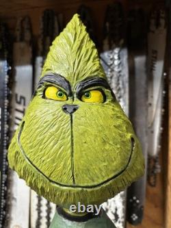 The GRINCH Chainsaw Carving GRINCH Monster WALNUT Wooden GRINCH Statue 28 Tall