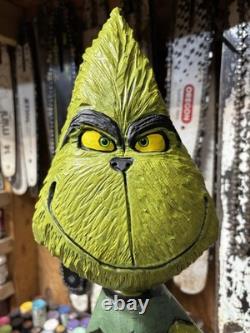 The GRINCH Chainsaw Carving GRINCH Monster WALNUT Wooden GRINCH Statue 28 Tall