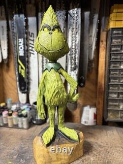 The GRINCH Chainsaw Carving GRINCH Monster WALNUT Wooden GRINCH Statue 28 Tall