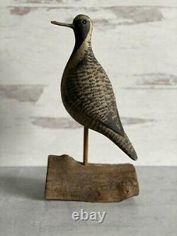 Thomas Langan Folk Art Wood Carving Black Bellied Plover Bird Carving Sculpture