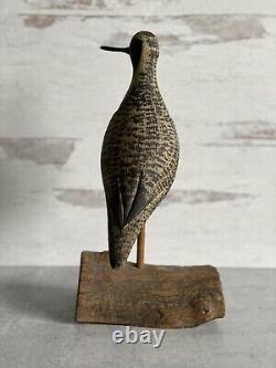 Thomas Langan Folk Art Wood Carving Black Bellied Plover Bird Carving Sculpture