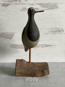 Thomas Langan Folk Art Wood Carving Black Bellied Plover Bird Carving Sculpture