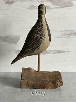 Thomas Langan Folk Art Wood Carving Black Bellied Plover Bird Carving Sculpture