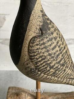 Thomas Langan Folk Art Wood Carving Black Bellied Plover Bird Carving Sculpture