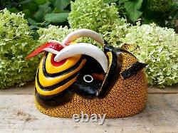 Tiger Dance Mask Big Tusks Wood Hand Carved Olinalá Guerrero Mexican Folk Art