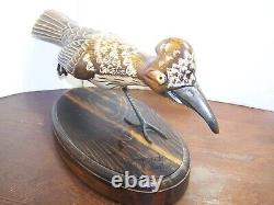 Tom Taber Studio Carved Wood Roadrunner, Famous Artist VERY RARE