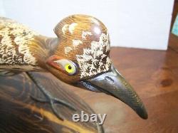 Tom Taber Studio Carved Wood Roadrunner, Famous Artist VERY RARE