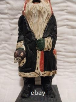Traditions Folk Art Williamsburg Hand Carved Santa Black Robe 6 Charles Robb
