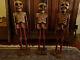 Trio Of Vintage Guatemalan Carved San Pascual Skeletons Collectible Folk Art