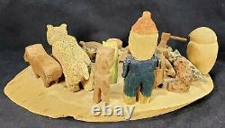 Troy Webb TN Folk Art Carved Wood 14 Animal Menagerie Coal Miner & Boy Figures