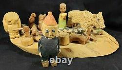 Troy Webb TN Folk Art Carved Wood 14 Animal Menagerie Coal Miner & Boy Figures