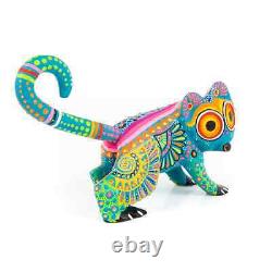 Turquoise Lemur Oaxacan Alebrije Wood Carving Mexican Folk Art Sculpture