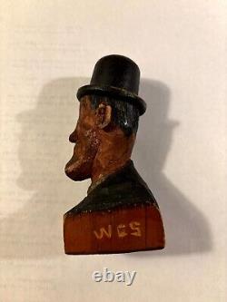 Two Rare Old Hand Carved One Of A Kind Folk Art Laurel and Hardy Sculptures