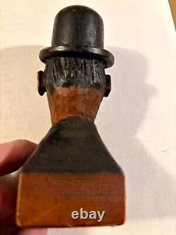 Two Rare Old Hand Carved One Of A Kind Folk Art Laurel and Hardy Sculptures