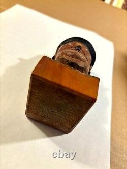 Two Rare Old Hand Carved One Of A Kind Folk Art Laurel and Hardy Sculptures