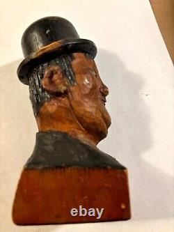 Two Rare Old Hand Carved One Of A Kind Folk Art Laurel and Hardy Sculptures