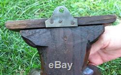 U. S. Colonial Era 1700's Antique Folk Art Wood Carving Eagle Wall Sconce Shelf