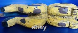 Unique Antique Hand Carved and Painted Cat Folk Art Figure On Post