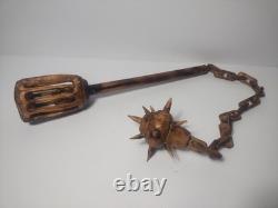 Unique Art Hand Carved Wooden Chain Mase Sculpture Decorative Handmade