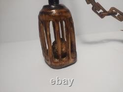 Unique Art Hand Carved Wooden Chain Mase Sculpture Decorative Handmade