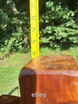 Unique Chainsaw Carved Cedar Wooden Cross With Purple Rose on Base