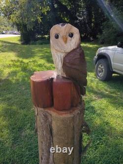 Unique Chainsaw Carved Wooden Cedar Barn Owl Unique Chainsaw Carved Wooden Cedar Barn Owl