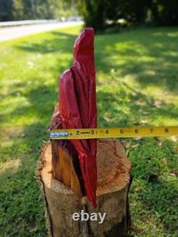 Unique Chainsaw Carved Wooden Cedar Red Cardinal Mini 12