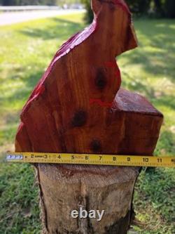Unique Chainsaw Carved Wooden Cedar Red Cardinal Mini 12