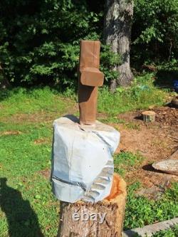Unique Chainsaw Carved Wooden Cross on Cliff with Stairs