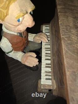 Unique Hand Carved Piano Player Wood Folk Art By Gery Austin