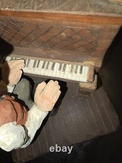 Unique Hand Carved Piano Player Wood Folk Art By Gery Austin