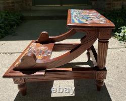 Unique Vintage Folk Art Carved & Painted Wooden Noah's Ark Step Stool
