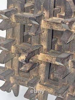 VERY RARE! Victorian Antique Tramp Folk Art Rattle Carved Wood Crown Of Thorns