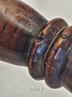 VERY RARE! Victorian Antique Tramp Folk Art Rattle Carved Wood Crown Of Thorns