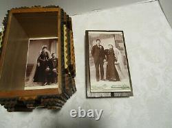 VICTORIAN TRAMP ART CARVED Wood CIGAR trinket DRESSER BOX Folk Art 9 ½ W