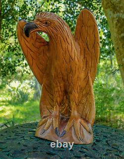 VINTAGE FOLK ART HAND-CARVED WOODEN AMERICAN EAGLE 19 iNCHES TALL