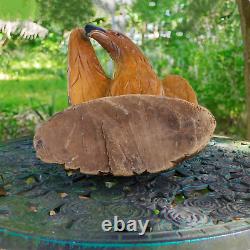 VINTAGE FOLK ART HAND-CARVED WOODEN AMERICAN EAGLE 19 iNCHES TALL