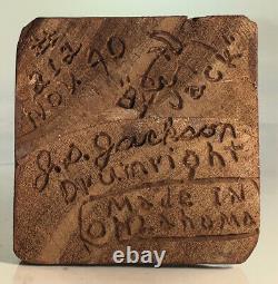 VINTAGE FOLK ART WOODEN INDIAN FIGURINE CARVED by JD JACKSON 1990 OKLAHOMA USA