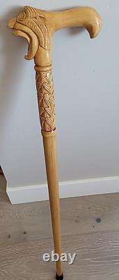 VINTAGE Hand Carved Folk Art Walking Cane Native American Or Alaska Totem