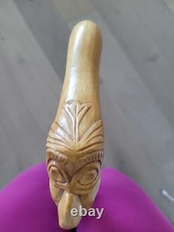 VINTAGE Hand Carved Folk Art Walking Cane Native American Or Alaska Totem