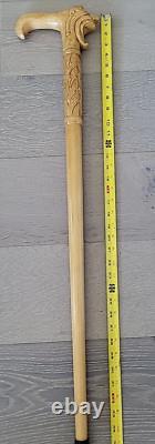 VINTAGE Hand Carved Folk Art Walking Cane Native American Or Alaska Totem