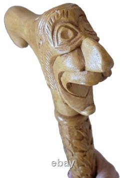 VINTAGE Hand Carved Folk Art Walking Cane Native American Or Alaska Totem