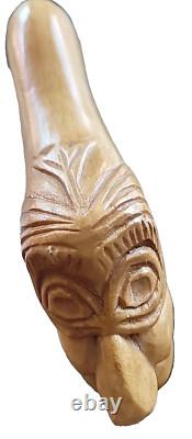 VINTAGE Hand Carved Folk Art Walking Cane Native American Or Alaska Totem