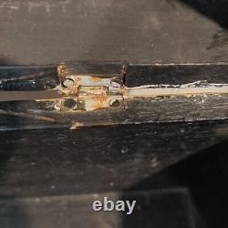 VINTAGE PRIMITIVE FOLK ART CATS LARGE CARVED WOOD BOX Hand Painted 19×9×10