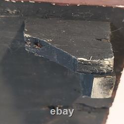 VINTAGE PRIMITIVE FOLK ART CATS LARGE CARVED WOOD BOX Hand Painted 19×9×10