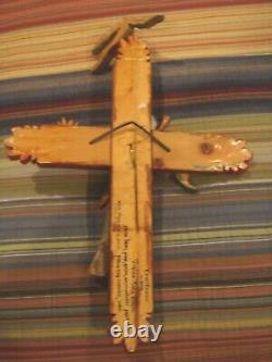 VIRGINIA MARIA ROMERO Crucificado Folk Art Cross Pigmented Wood Carving 2002