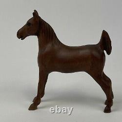 VTG Carved Wood 4 Saddle bred Horse Weanling 3D Equine Folk Art Grand Walnut