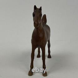 VTG Carved Wood 4 Saddle bred Horse Weanling 3D Equine Folk Art Grand Walnut