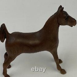 VTG Carved Wood 4 Saddle bred Horse Weanling 3D Equine Folk Art Grand Walnut